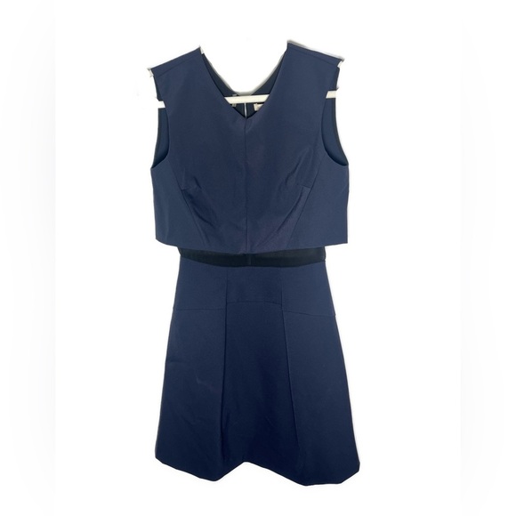 Rebecca Taylor NWT Techy Double Layer Navy Mesh Dress Sz 4 - Picture 3 of 9